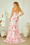 Floral Strapless Mermaid Prom Dress with Tiered Ruffle Skirt & Lace-Up Back by Amelia Couture 8060