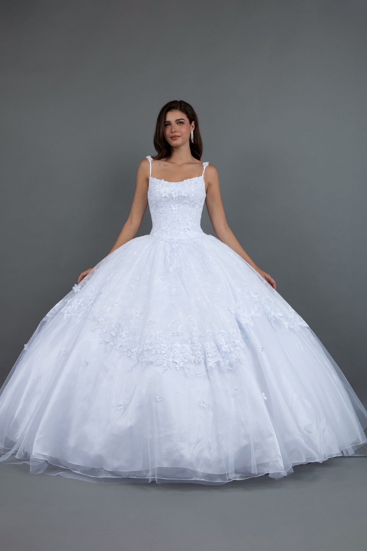 Juliet 1496HW Applique Lace-Up Tulle Wedding Ball Dress with A-Line Silhouette