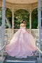 Juliet JT1503J Off Shoulder Floral Lace Appliqué Glitter Tulle Quinceanera Dress