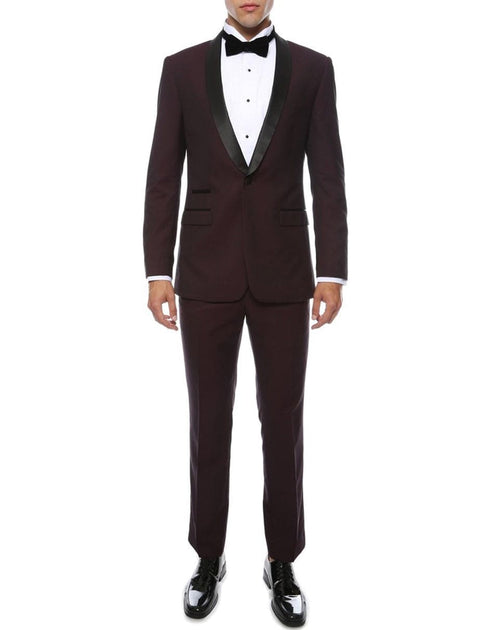 Slim Burgundy Shawl Tuxedo