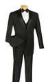 Santorini Collection - Regular Fit Black Tuxedo 4 Piece with Vest Bow Tie