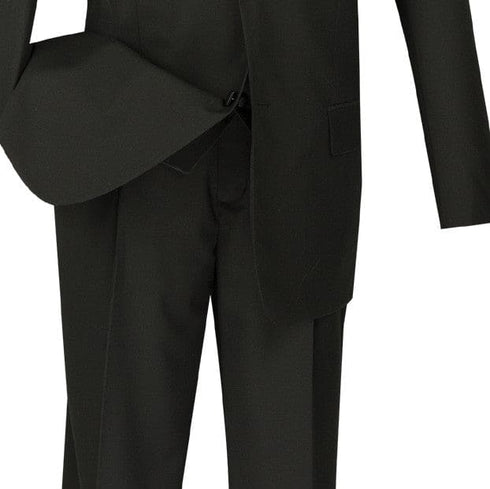 Santorini Collection - Regular Fit Black Tuxedo 4 Piece with Vest Bow Tie Adjustable Waistband