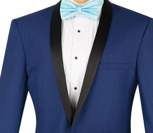 Kingsman Collection - Shawl Collar Slim Fit Tuxedo 2 Piece 1 Button in Blue