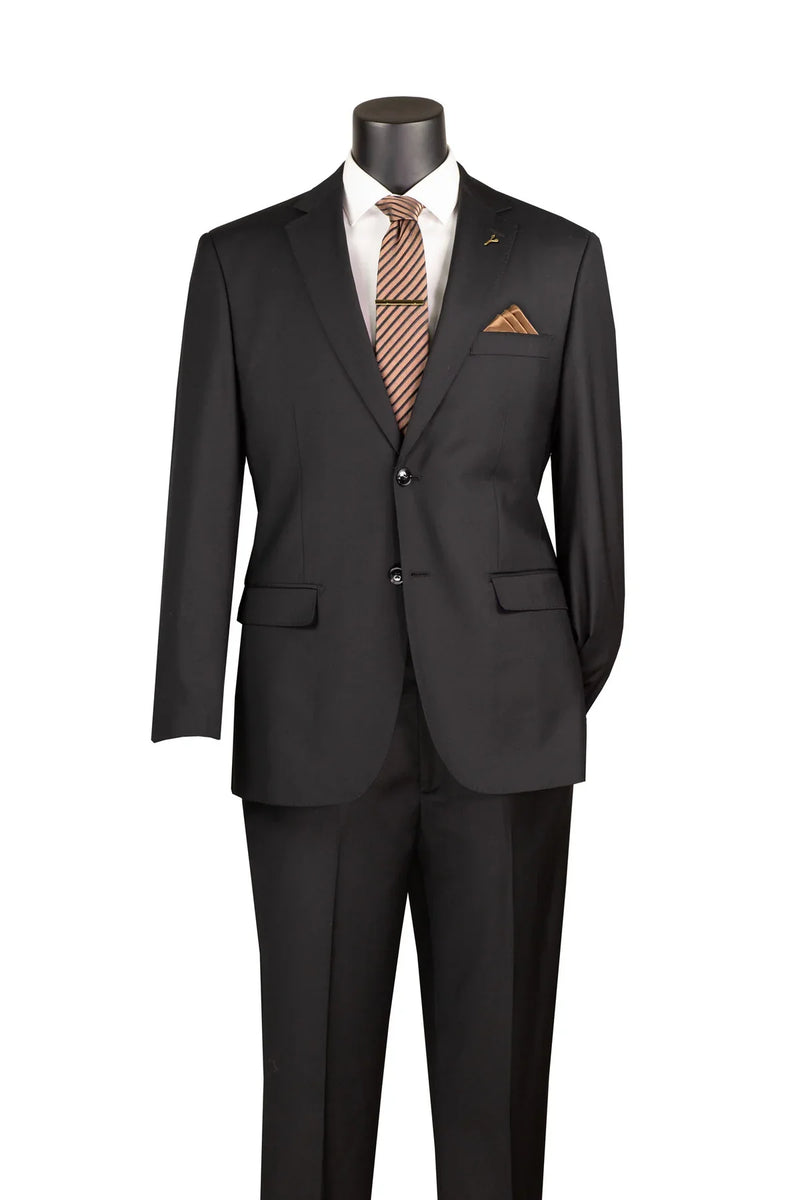 Men's Black Adjustable Waist Two Piece Suit