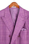 Men's Plum Glen Plaid Double Breasted Two Piece Suit