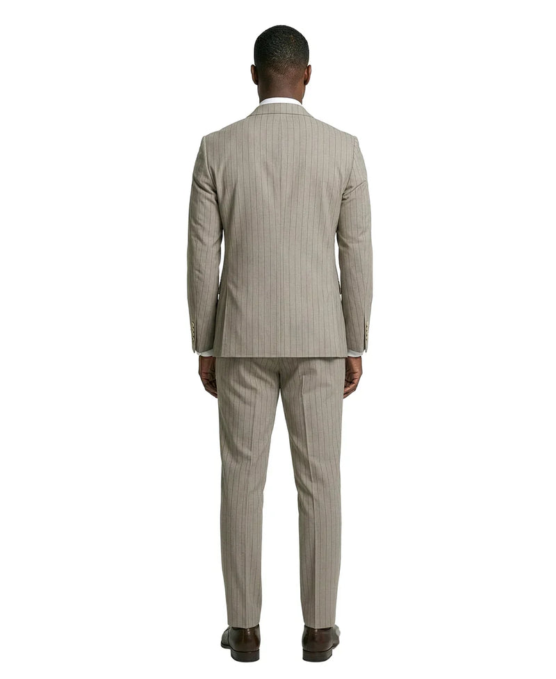Men's Khaki Pinstripe Double Breasted Suit