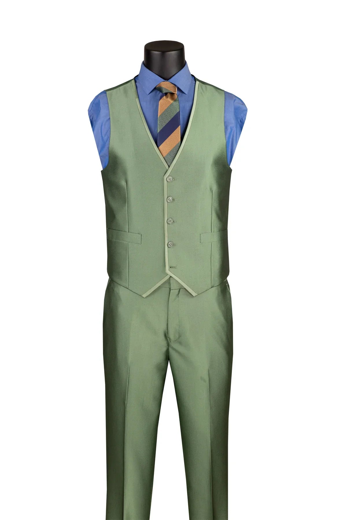 Men's Sage Solid Three Piece Suit