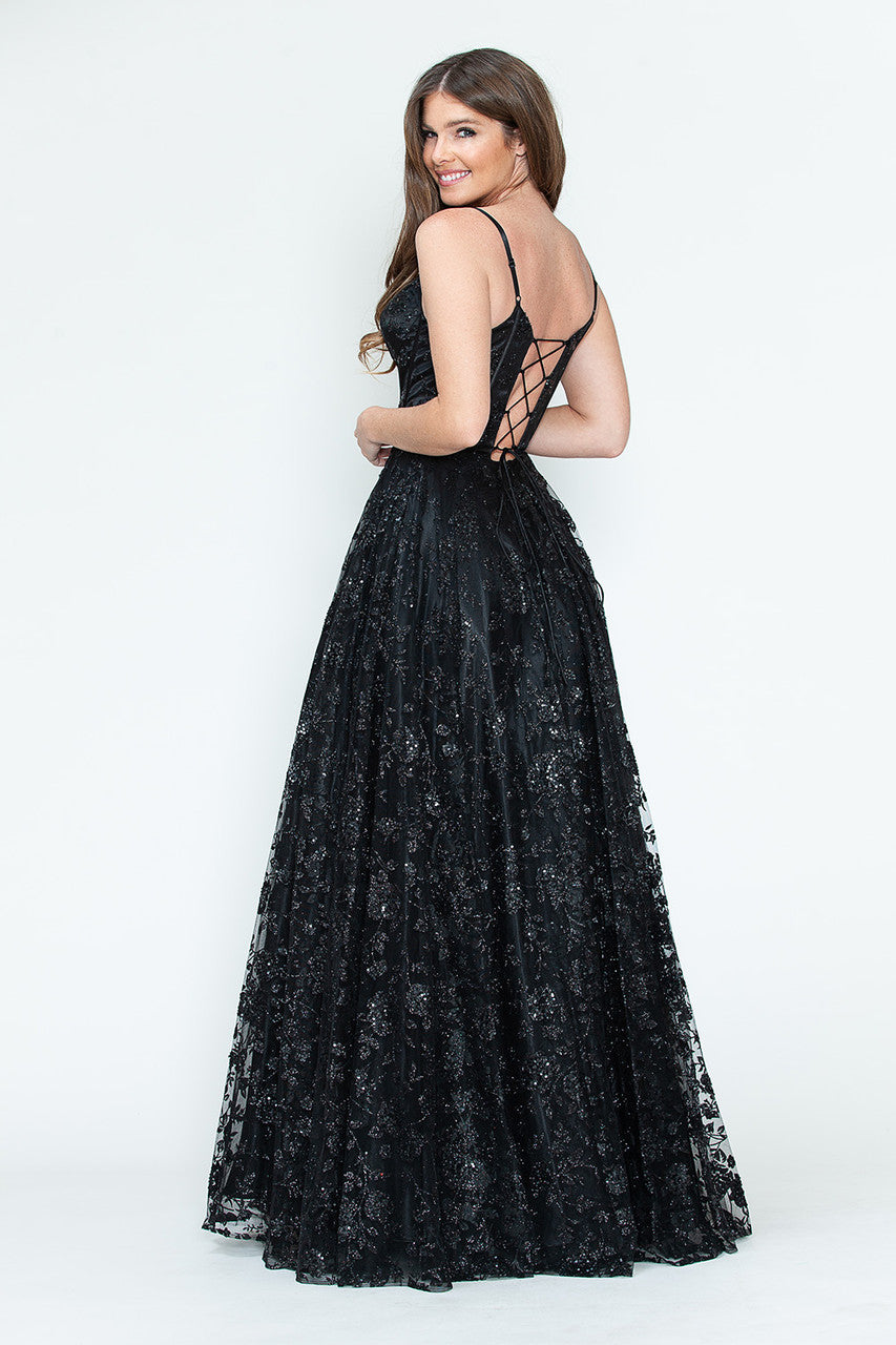 Lenovia 8241 Glitter Appliqué Mesh Tulle Sleeveless Dress