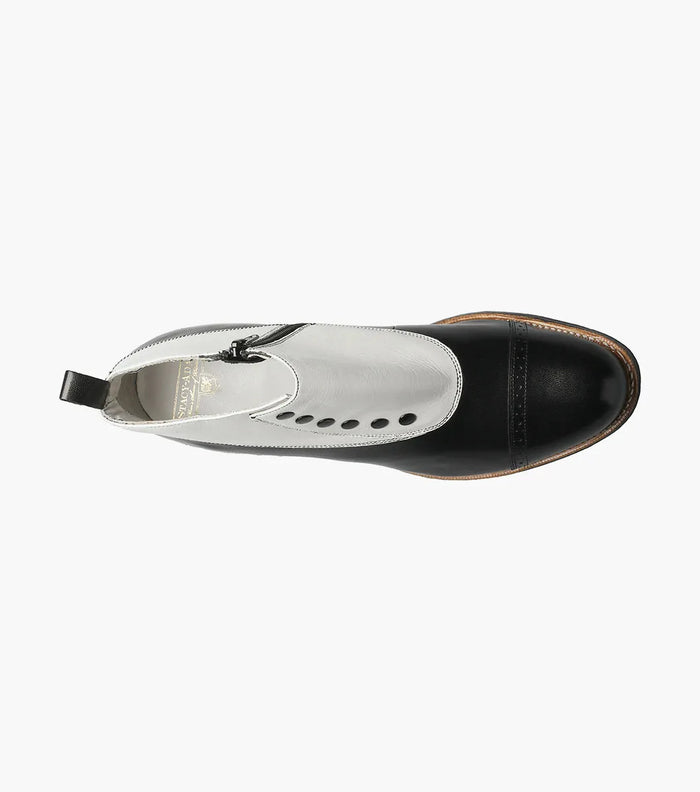 Mens 1920s Gangsters Wingtip Dress Shoe in Black and White