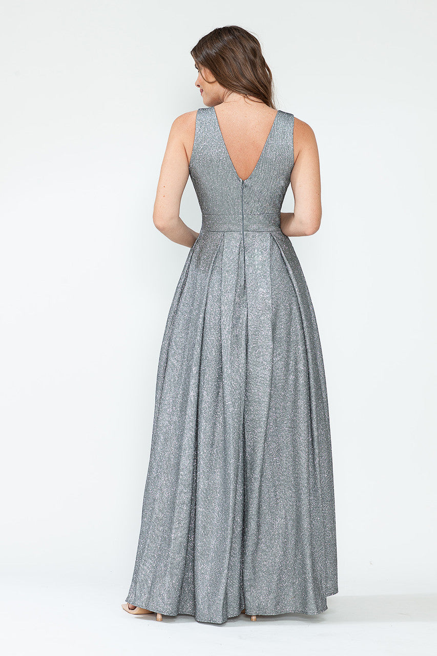 Lenovia 5256 Metallic Glitter Stretch Knit Sleeveless A-line Dress
