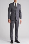 Mens Plaid Wool Blend Suit Two Piece Trim Fit