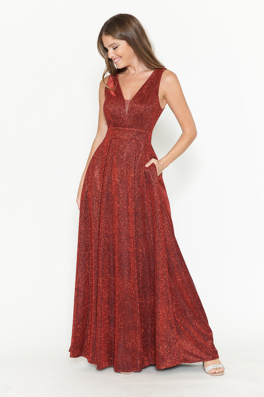 Lenovia 5256 Metallic Glitter Stretch Knit Sleeveless A-line Dress