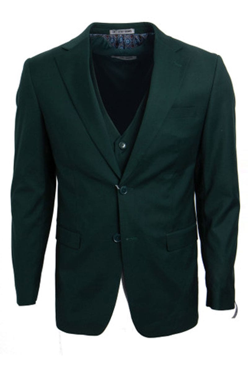 "Mens Stacy Adams Suit - Stacy Adams  Suit Men's Two Button Vested Suit in Hunter Green"
