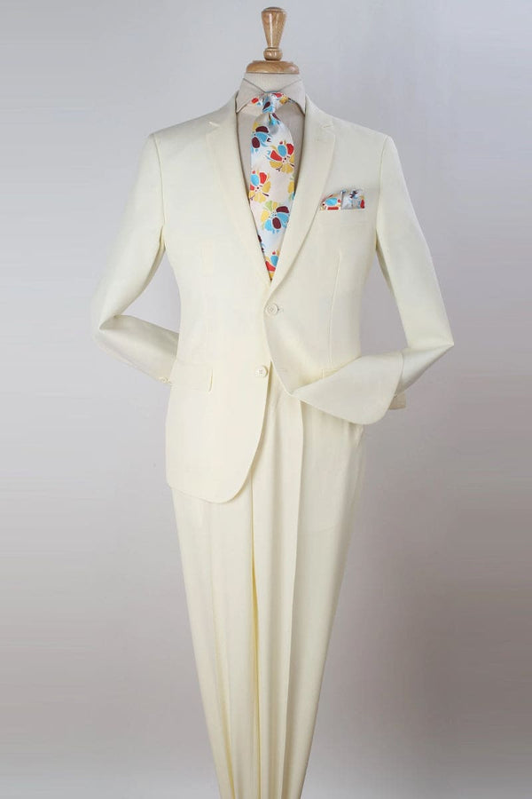 "Modern Fit Two Button Poplin Men's Suit in Ivory"