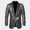 Blue Tuxedo With Gold Pattern - AlbertoNardoniStore