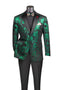 Emerald Green Paisley Tuxedo Suit - Prom Floral Tuxedo Suit - Groom Wedding Suit