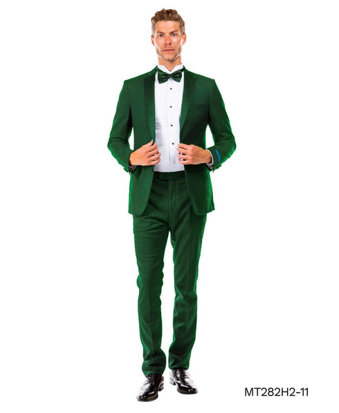 Emerald Green Tuxedo Suit Black Vest Black Pants - AlbertoNardoniStore