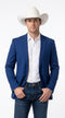Men’s Dark Royal Blue Western Blazer – Cowboy Sport Coat Jacket with Two-Button Front Saphire Indigo Cobalt Blue