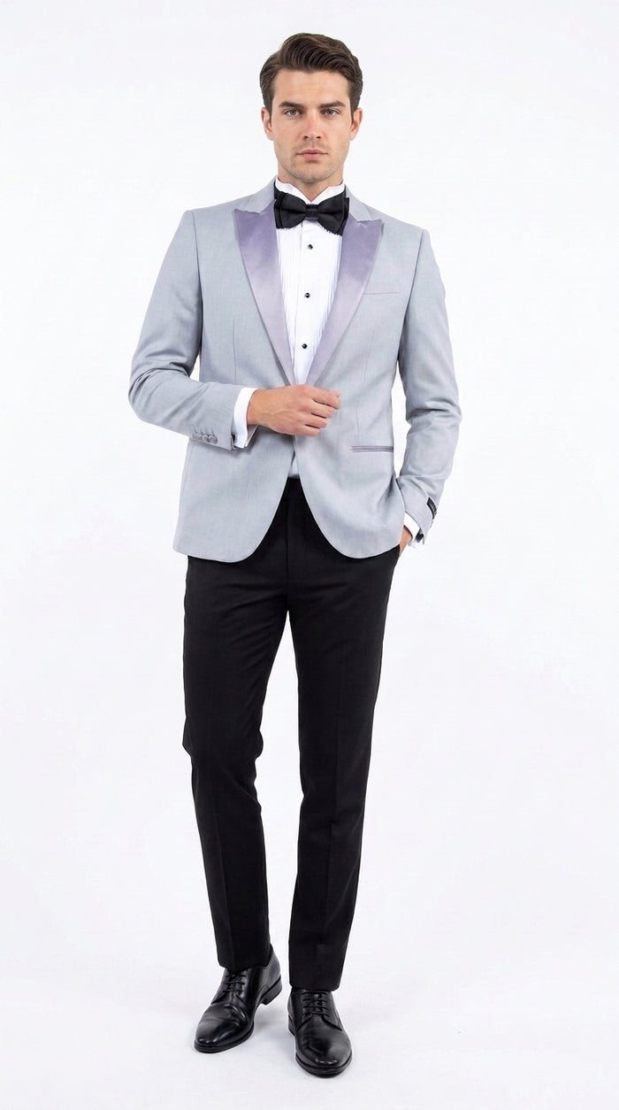 Men’s Classic Black Dinner Jacket – Satin Peak Lapel Formal Tuxedo Blazer (Copy)
