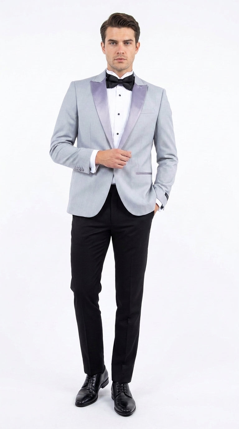 Men’s Classic Black Dinner Jacket – Satin Peak Lapel Formal Tuxedo Blazer (Copy)