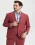 Men's One Button Peak Lapel Side Vent Flat Front Pant Suit in Coral Blush Pink