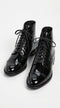 Men’s Black Lace-Up Leather Dress Boots – Vintage 1920s Peaky Blinders Cap Toe Boots in black color