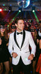 Men’s White Dinner Jacket Disco Blazer 1980s Sequin Style Jacket – Black Lapel Party Blazer, Formal Masquerade Club Wear Paisley Fabric + Bowtie