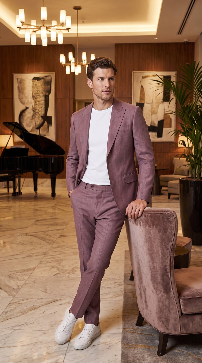Men’s Mauve 2-Piece Suit – Classic Two-Button Wedding, Prom and Business Suit