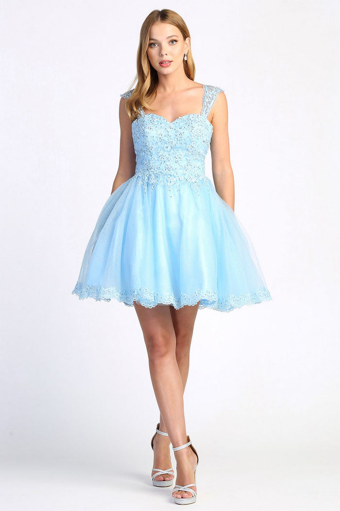 Adora Design 1004 Sleeveless Lace Applique A Line Homecoming Dress