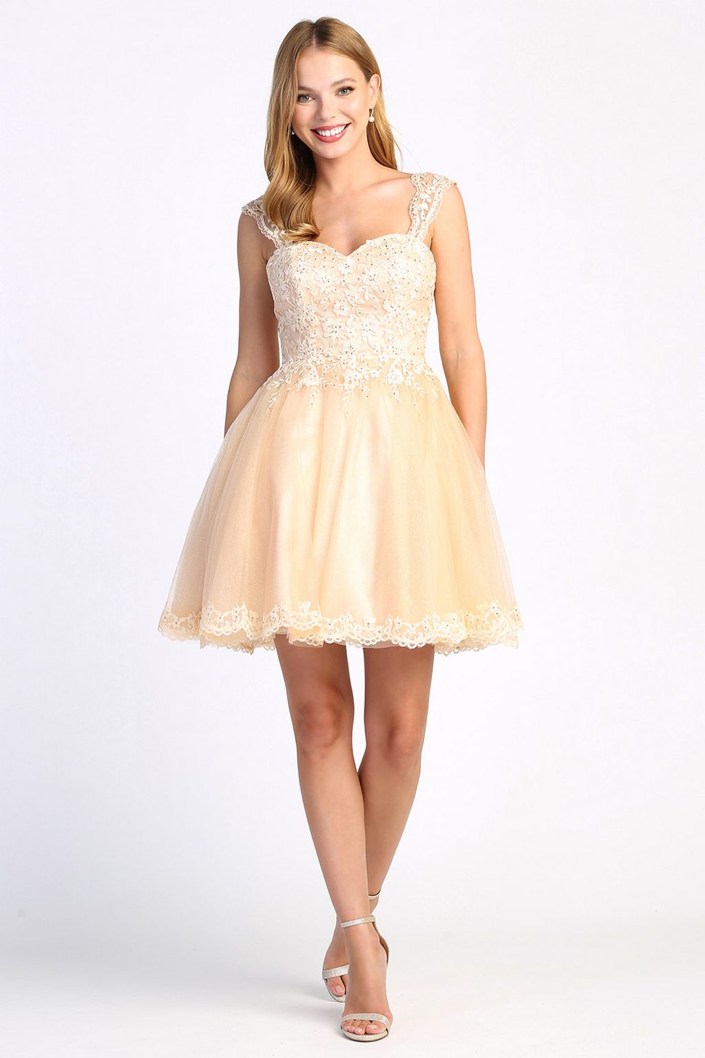 Adora Design 1004 Sleeveless Lace Applique A Line Homecoming Dress