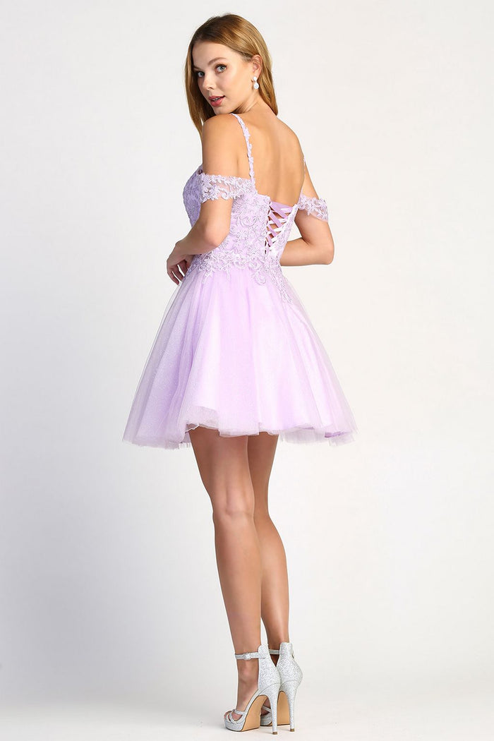 Adora Design 1006 Off Shoulder A Line Glitter Homecoming Dress