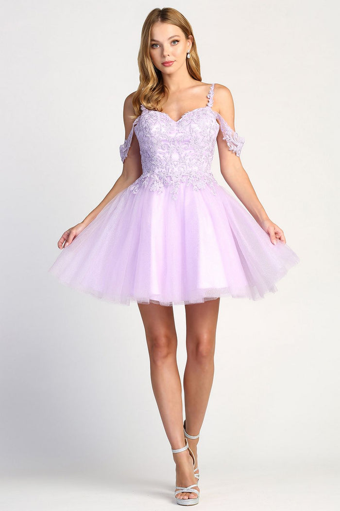 Adora Design 1006 Off Shoulder A Line Glitter Homecoming Dress