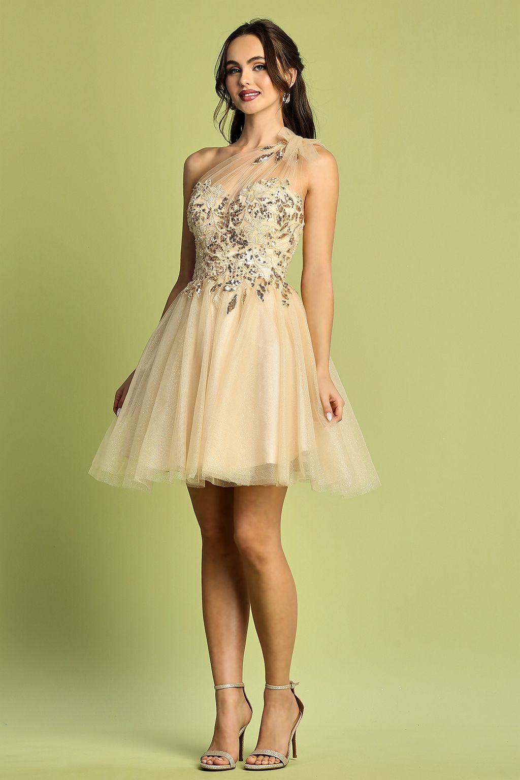 Adora Design 1054 One Shoulder A Line Short Tulle Homecoming Dress