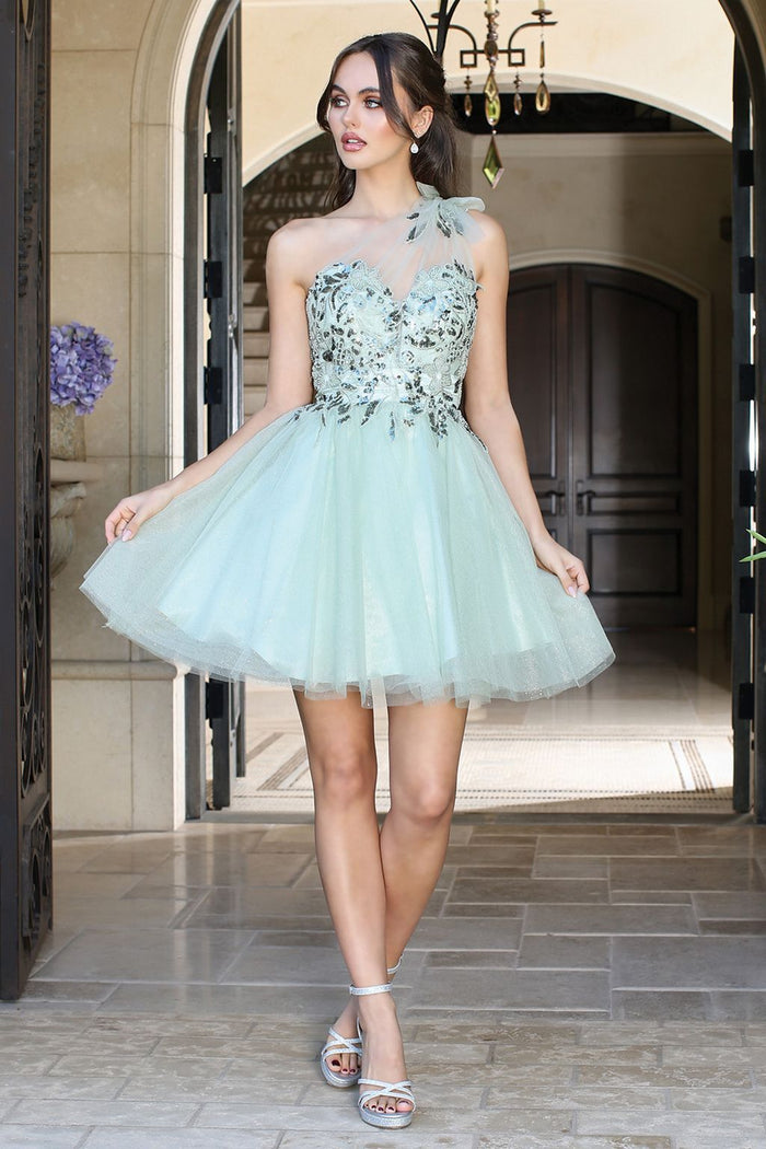 Adora Design 1054 One Shoulder A Line Short Tulle Homecoming Dress
