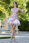 Adora Design 1056 Glitter Corset Tiered Short Homecoming Dress