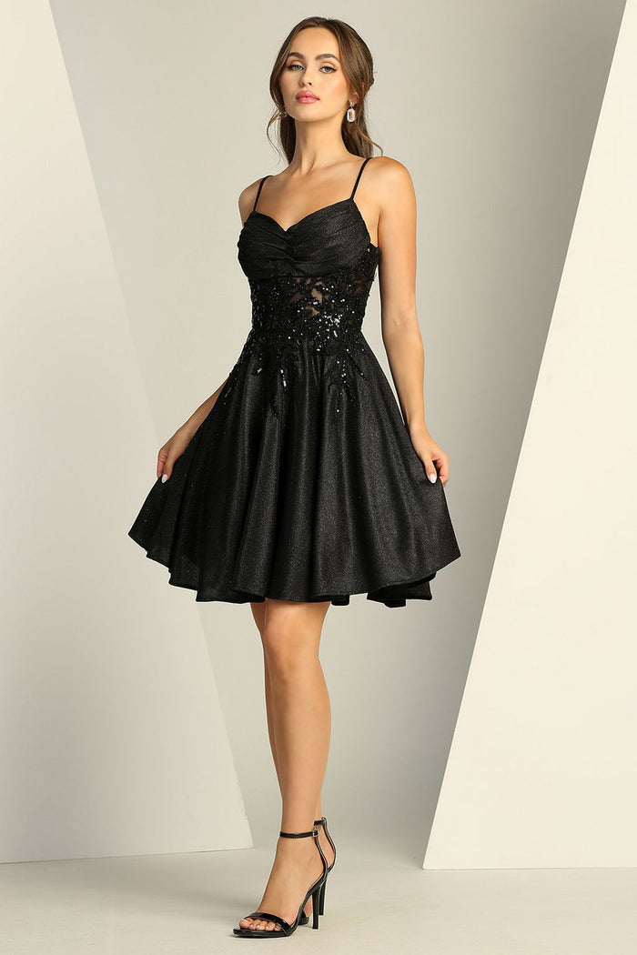Glitter Satin Corset Short Homecoming Dress
