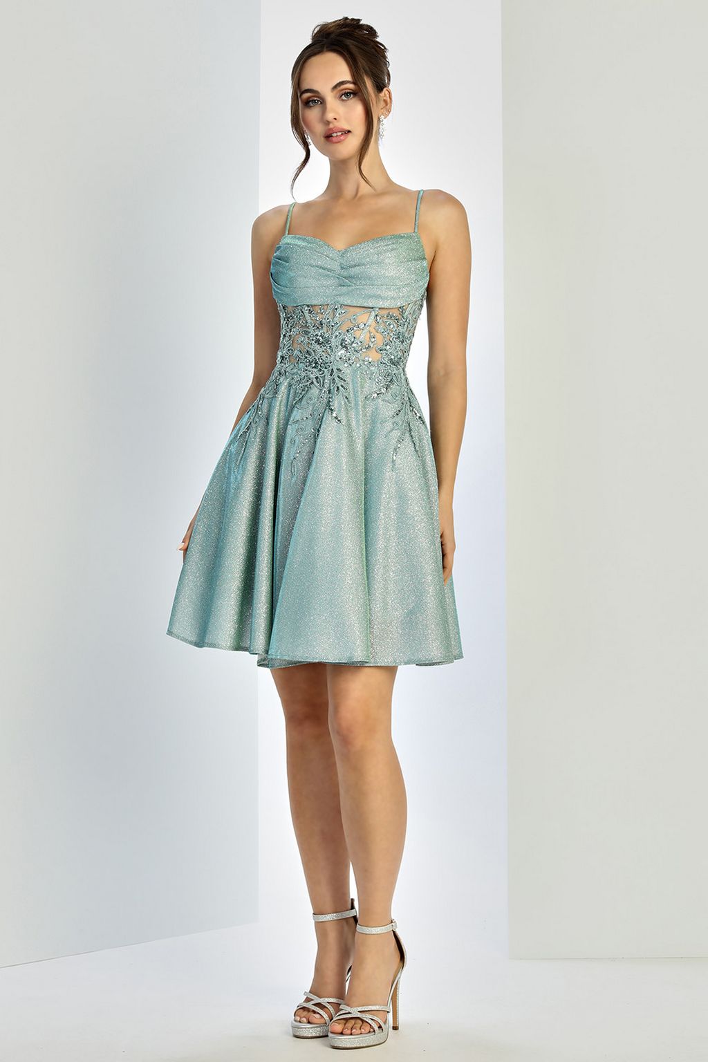 Glitter Satin Corset Short Homecoming Dress