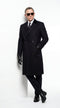 Men’s Black Double Breasted Overcoat, James Bond Inspired Long Formal Coat for Weddings, Business Events, Parties, and Winter Occasions