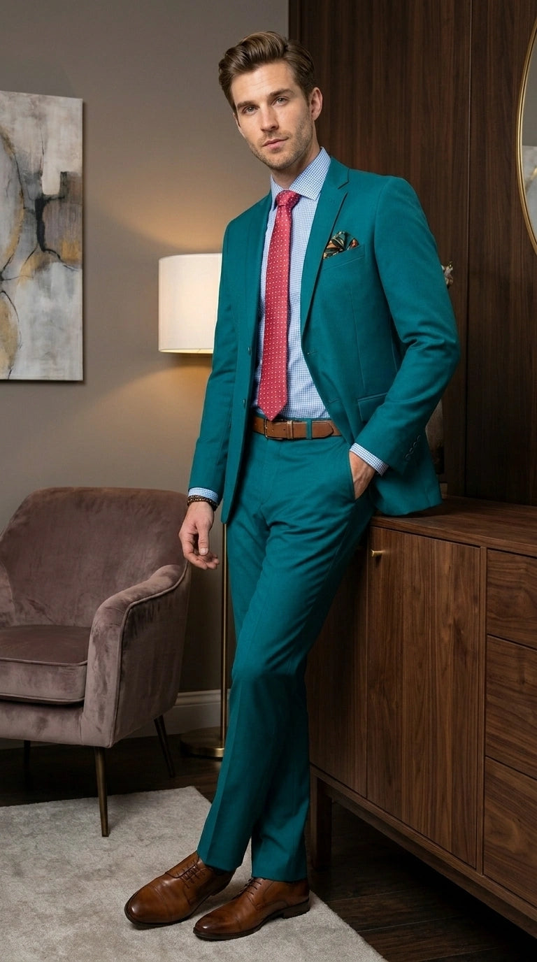 Men’s Teal Green Dark Turquoise Suit – Elegant Formal Suit for Business, Wedding, Party and Modern Style Wear