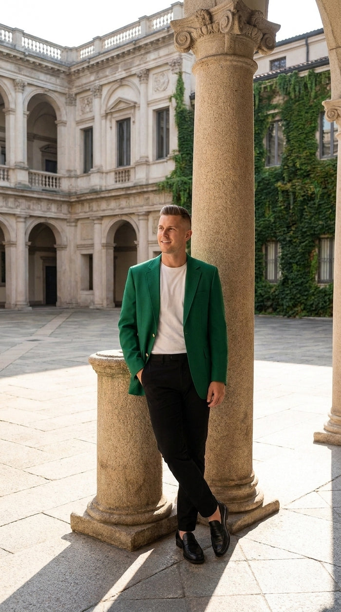 Men’s Kelly Green Blazer with Black Pants – Church, Business and Formal