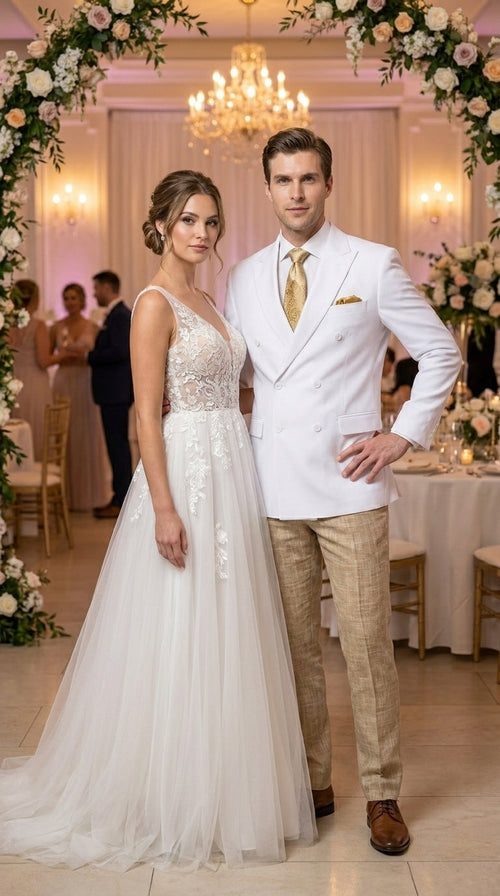 Men's White Double Breasted Blazer, Formal Dress Jacket for Weddings, Prom,  Parties, Dinner Events, and Special Occasions