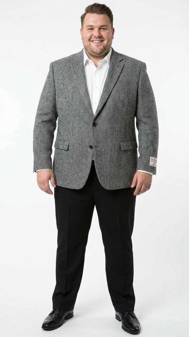 ジャケット・アウター Eaphi wool tweed jacket gray Men's Grey Harris Tweed Blazer Jacket, Classic Herringbone Wool