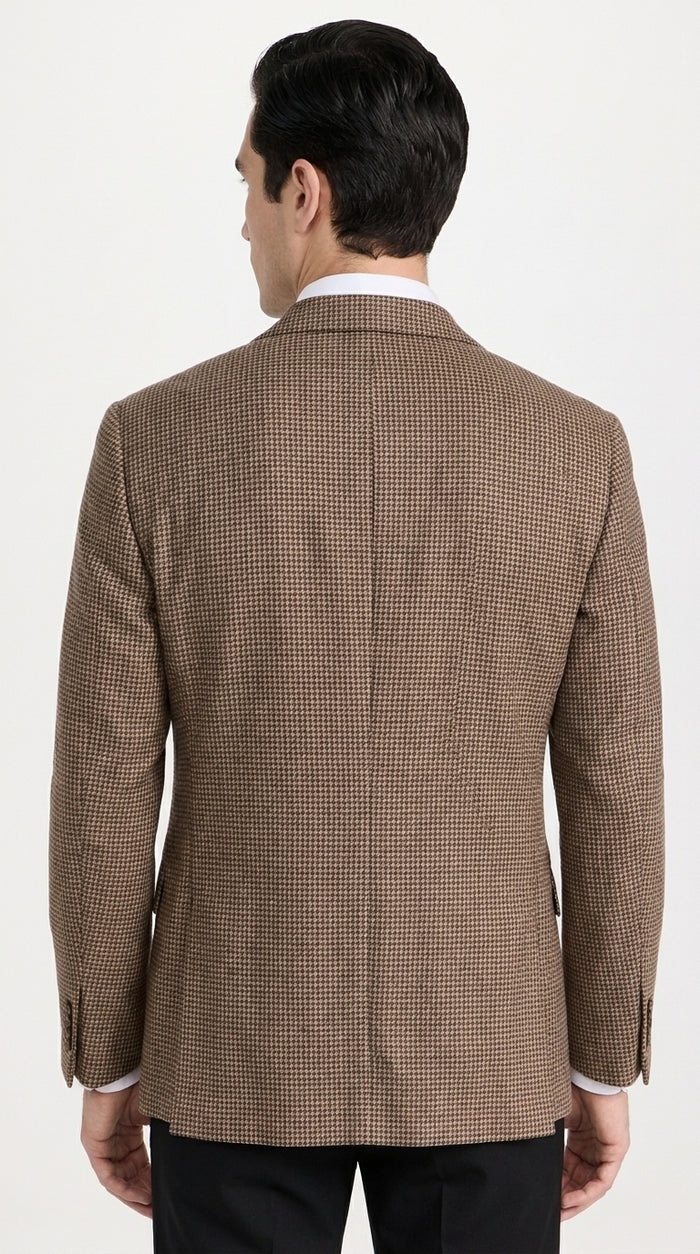 Men’s Vintage Brown Houndstooth Blazer – 1950s Coffee Check Sport Coat