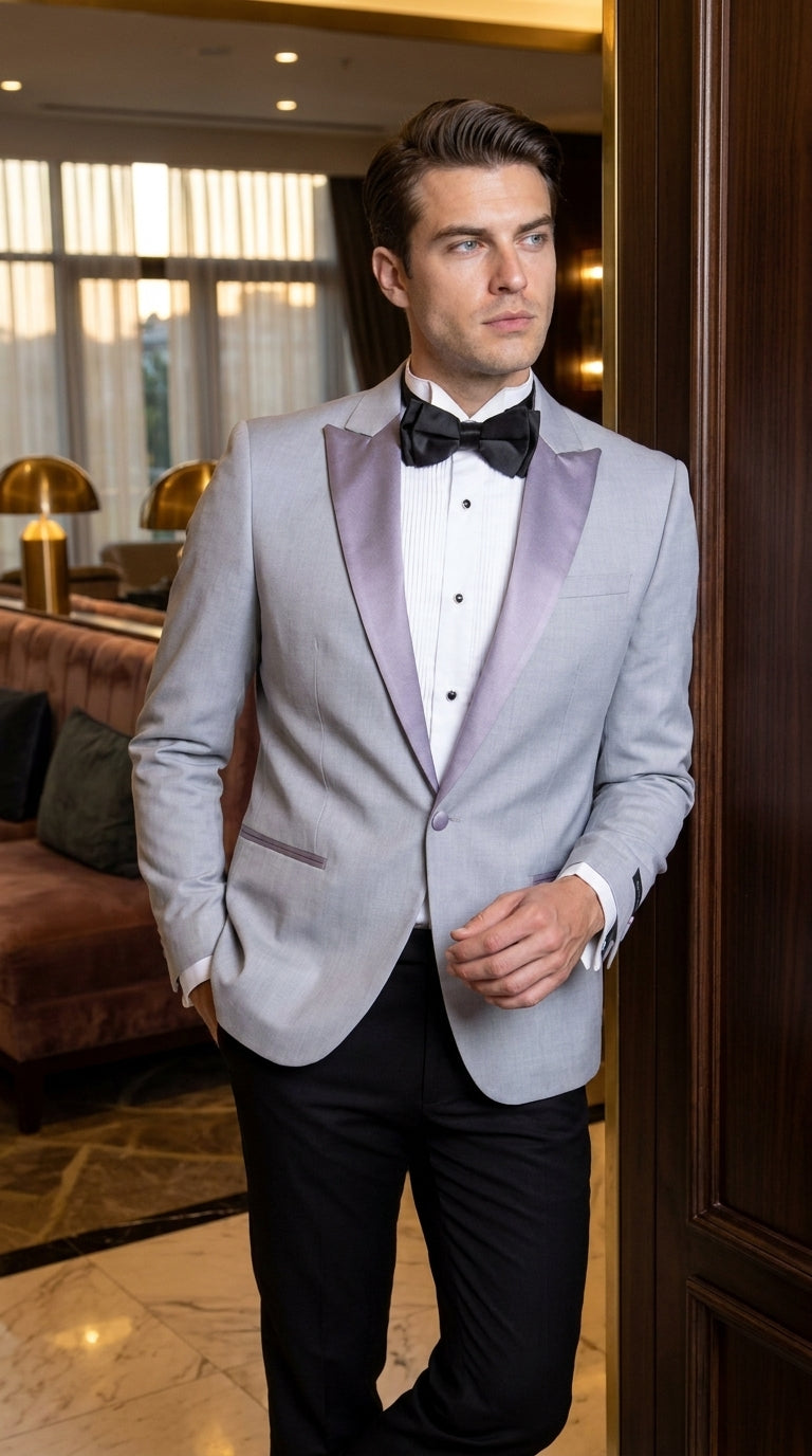 Men’s Classic Black Dinner Jacket – Satin Peak Lapel Formal Tuxedo Blazer (Copy)