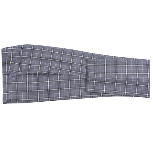 293-14 Men's Classic Fit Single Breasted Grey & White Check Suits