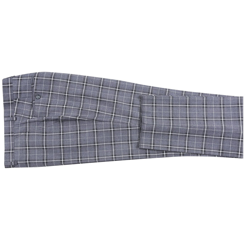 293-14 Men's Classic Fit Single Breasted Grey & White Check Suits