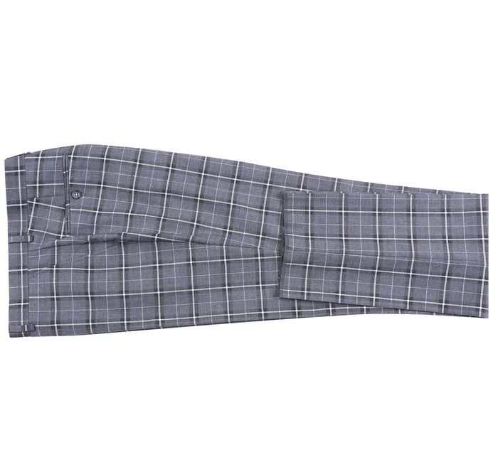 293-14 Men's Classic Fit Single Breasted Grey & White Check Suits