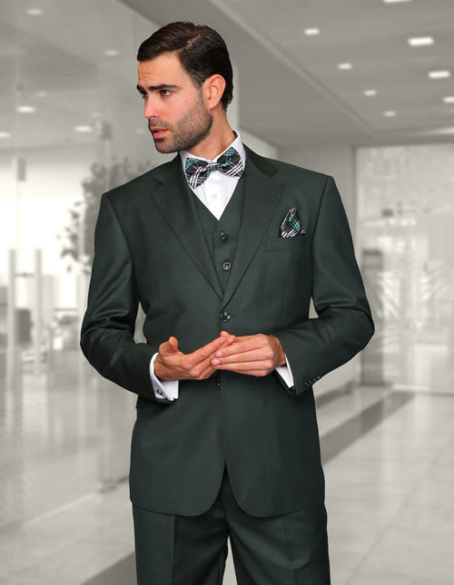 Mens 2 Button Classic Fit Pleated Pant Suit in Big & Tall Sizes in Hunter  Green