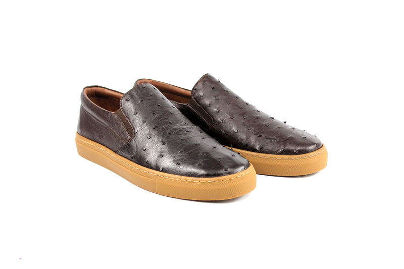 P01301 Grafton Genuine Ostrich Fashion Loafer- Brown