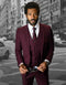 Mens 2 Button Skinny Wool Suit in Burgundy